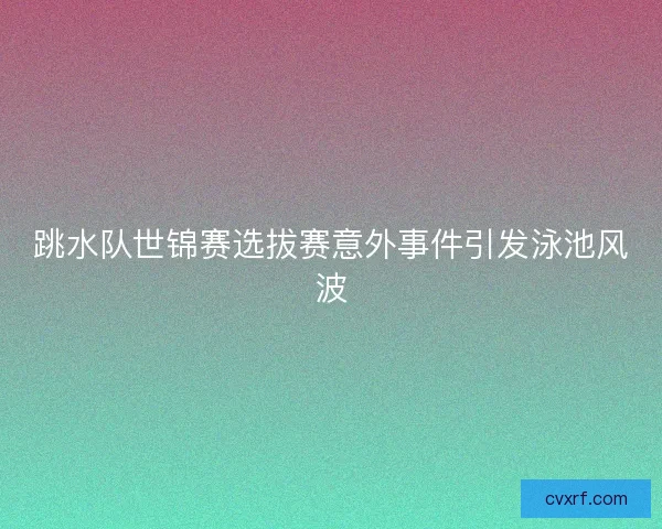 跳水队世锦赛选拔赛意外事件引发泳池风波 跳水队世锦赛选拔赛意外事件引发泳池风波
